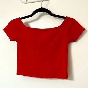 Red Going Out Cozy Crop Top